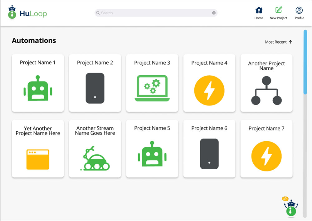 screen-infinite-desktop-with-card-layout Modernizing the HuLoop Portal Experience (featuring infinite desktop with card layout).